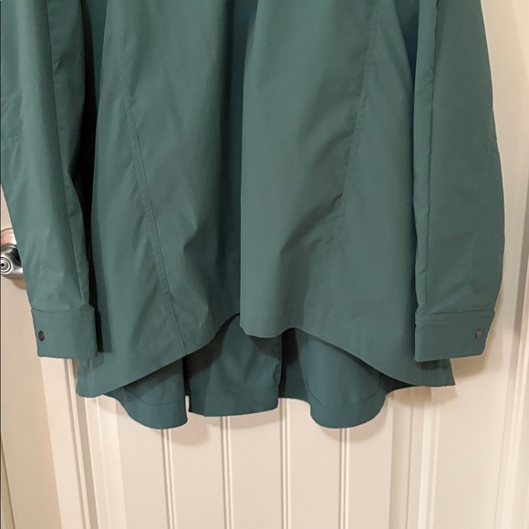 Athleta Advantage Poplin Jacket Deep Ocean Teal Ruffle Collar Swing Size medium - Picture 4 of 10